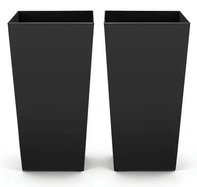Immagine prodotto di VEVOR Vaso da fiori 390x390x750 mm, set da 2 pezzi, vaso da fiori, fioriera, vaso in PP, fioriera, fioriera con vaso interno e fori di drenaggio, adatto per piante da interno e da giardino, nero