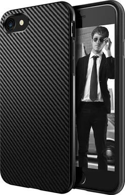 Produktbild von iPhone SE 2022 / iPhone SE 2020 / 8 / 7 Hülle AVANA Schutzhülle Silikon TPU Slim Case Schwarz Cover Carbon Optik