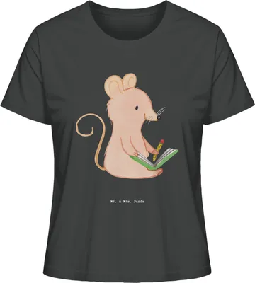 Produktbild von Mr. & Mrs. Panda damen shirt Maus Kreatives Schreiben Größe S - Anthrazit - Geschenk, Kurzarmshirt, Oberteil, Basic, Literatur, Creative Writing, Sommershirt, Mit Spruch