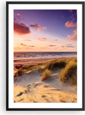 Produktbild von Gerahmtes Poster - Schwarzer Rahmen - Meer Strand Düne - 50x70 cm - Wand Bild - Wanddeko - Wandbilder - Kunstposter - Wandposter - Bilderrahmen - Bilder - Kunstdruck - Wandbild - P2BPA50x70-3540