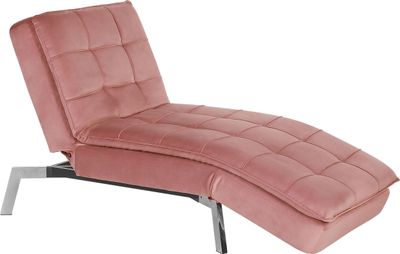 BELIANI Chaiselongue Rosa Samtstoff mit verstellbarem Kopfteil und Schlaffunktion Retro Design Glamouröser Stil