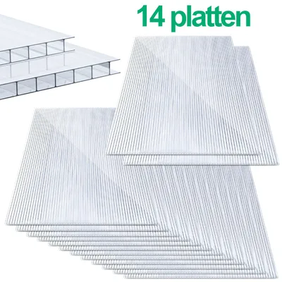 Image de Peviasot, panneaux alvéolaires en polycarbonate de 14x, épaisseur 4 mm, transparents, avec nervures alvéolaires, résistants aux UV, pour serres et abris de voiture
