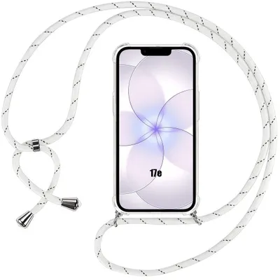 Image de Coque pour iPhone 17e, Silicone Antichoc Anti-Rayures Transparente avec Cordon Blanc