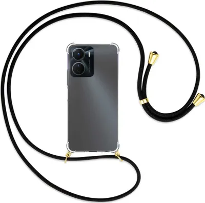 Produktbild von Handykette Backcover-Schutzhülle mit Band (Metall goldfarben) für vivo Y16 4G (6.51'') - schwarz