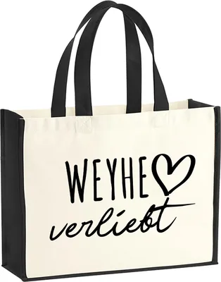Produktbild von Huuraa Jutetasche Weyhe verliebt 21 Liter Black Jute und Baumwolle Einkaufstasche Geschenkidee