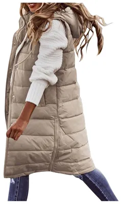 Image de Gilet pour femmes avec capuche et fermeture éclair, idéal pour l'hiver