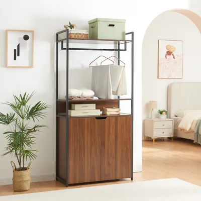 Image de Portemanteau 'Larem' avec une armoire 180 x 84 x 40 cm noir / aspect noyer