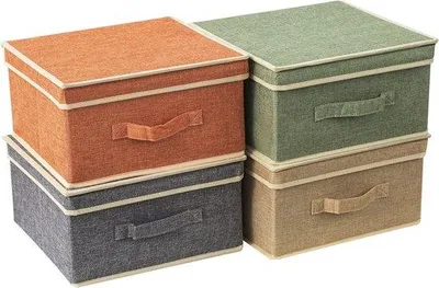 Produktbild von Opbergsystem mit Klappboxen und Griffset, 4-teilig, für Kleidung, Spielzeug und Bücher, 33,5 x 31,75 x 17,5 cm