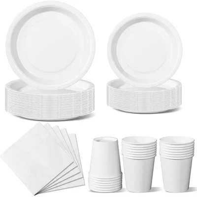 Produktbild von Partygeschirr Set 96 Teile Bunt Pappteller Becher Servietten für 24 Personen