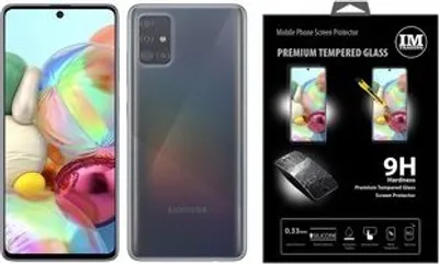 Obrázek produktu pro Silikonové pouzdro na mobilní telefon, ochranný kryt, kapesní nárazník + pancéřové sklo kompatibilní s telefonem Samsung Galaxy A51 (A515F)