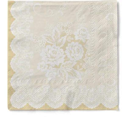 Produktbild von Tissue Serviette Franziska in Beige, 33 x 33 cm, 3-lagig, 100 Stück - Mank - Floral Ornamente