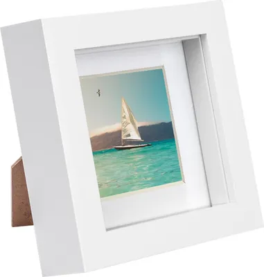 Produktbild von Weiß 4 "x 4" 3D Box Fotorahmen mit weiß 2 "x 2" montieren - stehend hängend handwerk schattenbild display - von nicola frühling