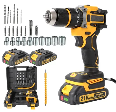 Image de Perceuse-visseuse à percussion sans balais - Perceuse-visseuse sans fil - 2 batteries - 55 Nm - Mandrin de 13 mm - 25+3 réglages de couple - 3 fonctions