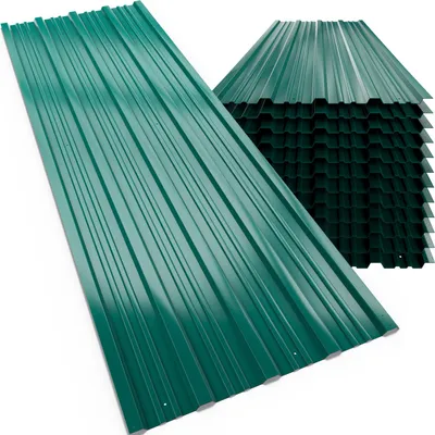 Immagine prodotto di GARDEBRUK 12x Lamiere Zincate Profilate 129cm x 46cm = 7m² Lastre Trapezoidali Pannelli Copertura in Metallo Tetto Tettoia Lamiera Grecata Onduline Verde