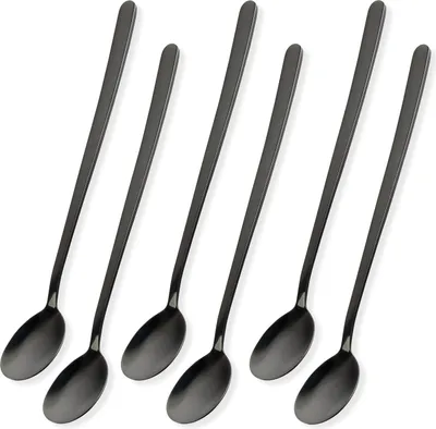 Produktbild von Schramm® 6 oder 12 Stück Latte Macchiatolöffel wählbar in schwarz, silber oder gold Eier Löffel Teelöffel Servierlöffel Kaffeelöffel Dessertlöffel Mokkalöffel Dip, Farbe:schwarz, Anzahl:6 Stück