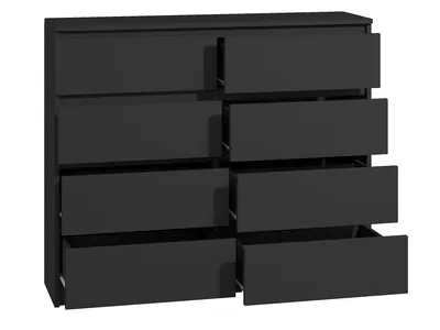Obrázok produktu pre Nábytok Roe | Komoda - 8 zásuviek - 140 cm - čierna matná - minimalistická a elegantná - príborník