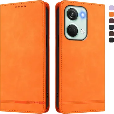 Produktbild von Hülle für OnePlus Nord 3, Retro Kunstleder Ständer Klapphülle mit Kartenfächer und Magnetische Orange