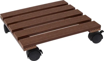 Obrázek produktu pro Pojízdný stojan na květináče ProGarden, dřevo/plast, 29x29 cm, hnědá/černá