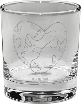 Produktbild von Mr. & Mrs. Panda Tumbler Otter Herz - Transparent - Geschenk, Glas, Whiskyglas, Whiskey, Liebe, Rocks, Scotch, Seeotter, Paar