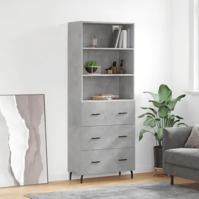 Obrázok produktu pre Vysoká doska betónová sivá 69,5x34x180 cm odvodený výrobok z dreva