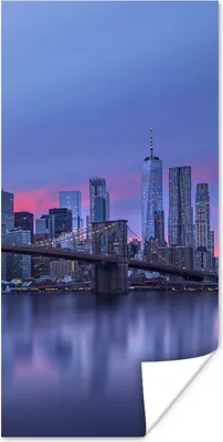 Produktbild von MuchoWow® Poster New York hinter der Brooklyn Bridge 20x40 cm - Plakat - Foto
