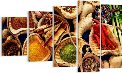 Produktbild von Bild auf Leinwand - Leinwandbild - Küche Essen Kräuter Gewürze - 100x60cm - Wand Bild - Wanddeko - Leinwanddruck - Bilder - Kunstdruck - Wanddekoration - Leinwand bilder - Wandkunst - EG100x60-2844