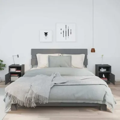 Produktbild von vidaXL Nachttische 2 Stk. Grau 40x34x55 cm Massivholz Kiefer