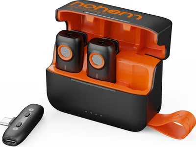 Zdjęcie produktu dla Mikrofon bezprzewodowy High MIC-01 One-Trigger-Two 2.4G, mikrofon magnetyczny/przypinany do smartfonów, 3-stopniowa redukcja szumów, zintegrowane gniazdo kart TF, zdalne sterowanie z etui ładującym, mikrofon zewnętrzny do smartfonów z systemem Android Type-C, tabletów, vlogów, transmisji na żywo, wywiadów