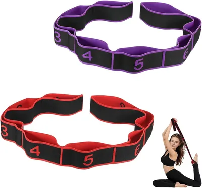 Imagen del producto de Conjunto de 2 bandas de resistencia, con 8 piezas, de diferentes niveles de resistencia, para yoga y pilates