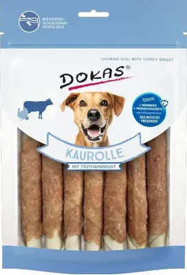Image de Dokas snack rouleau à mâcher avec poitrine de dinde 190g