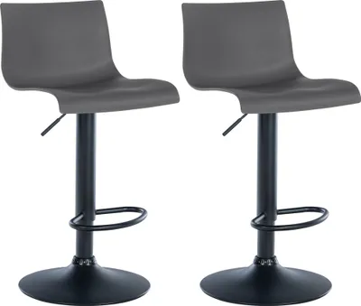 Produktbild von 2er Set Barhocker GEBEL - Kunststoff Grau 39x36x84 cm | Barstuhl Höhenverstellbar Mit Lehne Drehbar Tresenhocker Tresenstuhl Kneipenhocker