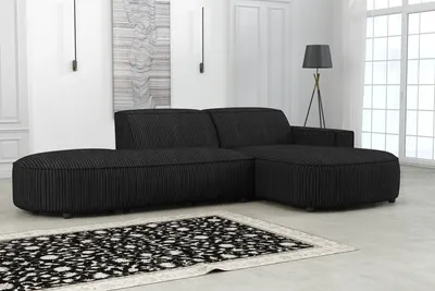 Produktbild von Emoebel24 Ecksofa Lucas Schwarz mit Ottomane, Sofa L-form 284x166x70 cm