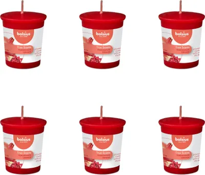 Produktbild von Bolsius - True Scents - Votivkerze rund - 53/45 - Granatapfel - Vorteilspack - 6 Stücke