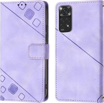 Produktbild von Hülle für Xiaomi Redmi Note 11S / Note 11 4G Prägung Flip Leder Brieftasche Schutzhülle mit Ständer Lila