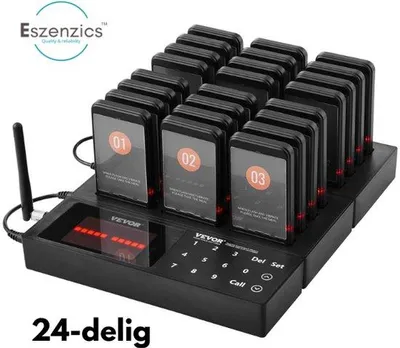 Obrázek produktu pro Profesionální pagingový systém P30 – sada – 24 jednotek – bezdrátový – rychlé nabíjení – blikání/pípání/zvonění – dosah až 500 m – pro pohostinství – restaurace – pagery – vysílačky