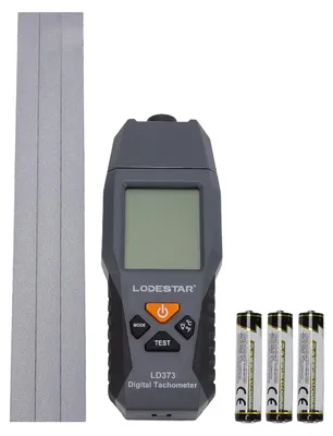 Zdjęcie produktu dla Cyfrowy obrotomierz bezkontaktowy z czujnikiem laserowym, zakres 10–30 000 obr./min, z podświetlanym wyświetlaczem LCD, funkcje maks., min. i zatrzymania danych, do silników, wentylatorów i samolotów