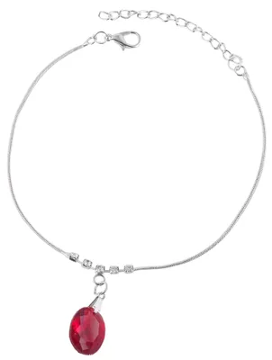Produktbild von Modeschmuck Fußkettchen, silberfarbig mit roten Steinen