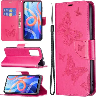 Produktbild von Mobigear Butterfly  POCO M4 Pro 5G Hülle Klapphülle Geldbörse - Magenta