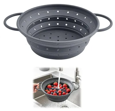 Faltbares Pastasieb 28 cm, Silikon, hitzebeständig, spülmaschinengeeignet