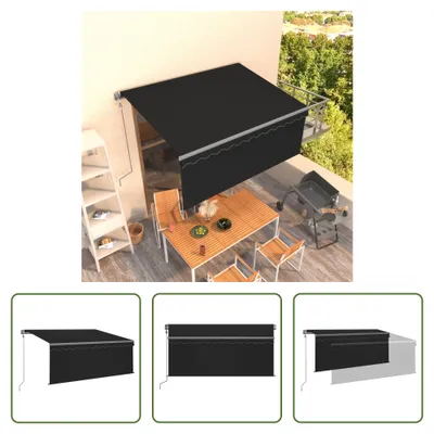 Produktbild von The Living Store Markise Automatisch Einziehbar mit Volant 3x2,5 m Anthrazit