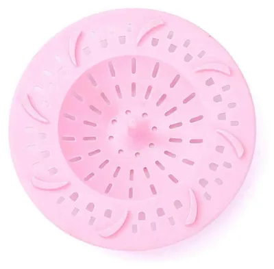 Produktbild von 1 Stück Silikon-Sieb für Badezimmer, Dusche, Küche und Spüle mit Griff (Rosa)