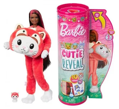 Image de Poupée barbie cutie reveal chaton panda 10 surprises - costume peluche animal - mattel - hrk23