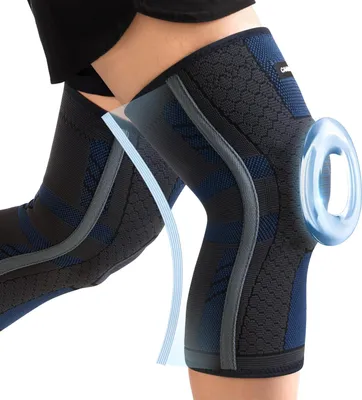 Immagine prodotto di CAMBIVO 2 Pezzi Tutore Ginocchio con Stabilizzatori Laterali In PMMA e Gel Pad Rotulea, Ginocchiera Ortopedica Compressione Elastica per Legamenti, Menisco, Sportivo, Palestra, Pallavolo