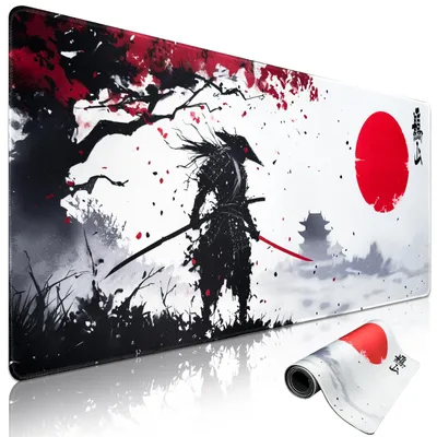 Productafbeelding van Japanse gaming-muismat XXL (900 x 400 mm), grote muismat voor hoge snelheden met afgewerkte randen, antislip, verbetert precisie en snelheid. Muismat voor PC, muis en toetsenbord.