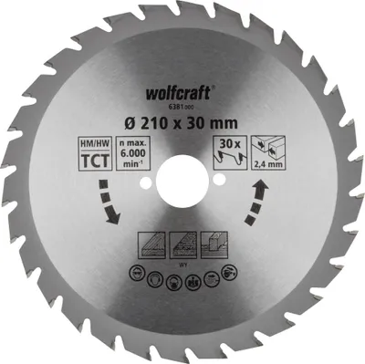 Produktbild von Wolfcraft Kreissägeblatt Ø 210 mm Bohrung Ø 30 mm 30 Zähne