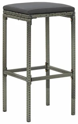 Produktbild von vidaXL Barhocker mit Kissen 4 Stk. Grau Poly Rattan