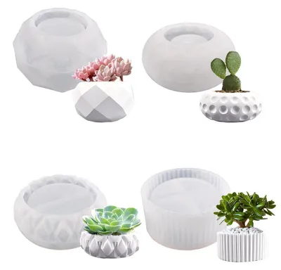 Immagine prodotto di Stampi in silicone per vasi da fiori, ideali per progetti fai-da-te con cemento, confezione da 4 pezzi