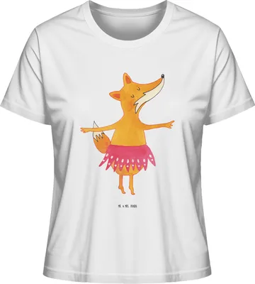 Produktbild von Mr. & Mrs. Panda Damen Kurzarmshirt Fuchs Ballerina Größe XL - Weiß - Geschenk, Basic T-Shirt, Ballett, Oberteil, Bedrucktes Shirt, Tänzer