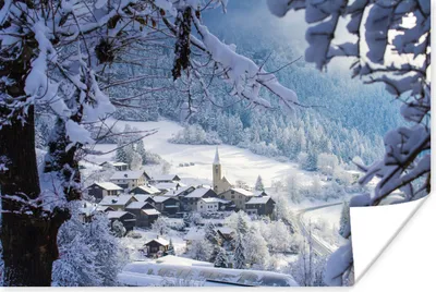 Produktbild von MuchoWow® Poster Alpen - Schnee - Dorf 30x20 cm - Plakate - Print