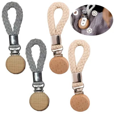 Handtuchclips, 4 Stück, Holz & Metall, Hängeclips für Küche & Bad